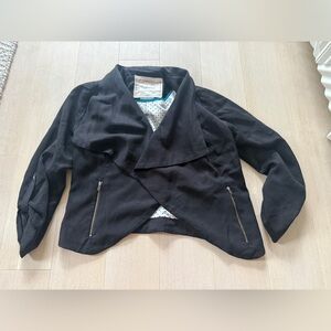 Cartonnier Black Women's Blazer with Zipper Accents